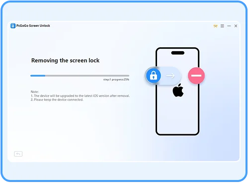 Step 3: Start removal. Wait a few minutes to completely remove the screen lock