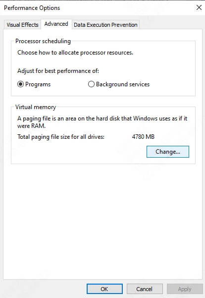 change-virtual-memory-options