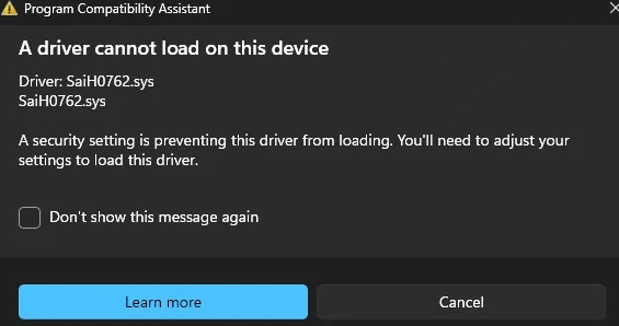 a-driver-cannot-load-on-this-device
